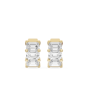 Emerald Lab Grown Diamond Three Stone Hoop Earrings