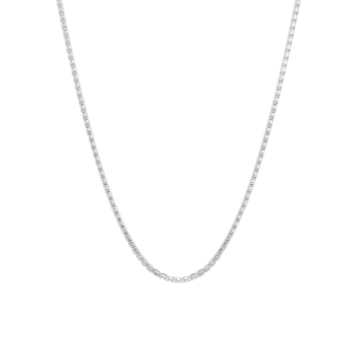 Emerald Lab Grown Diamond Fancy East West Tennis Necklace