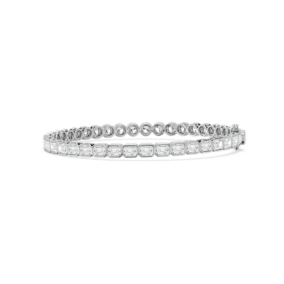7 ¹⁄₆ ctw Round and Emerald Lab Grown Diamond Bezel Set Tennis Bracelet - 7.5 Inches