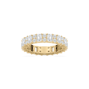 Alice 3 ½ ctw Emerald and Round Lab Grown Diamond Classic Prong Eternity Band