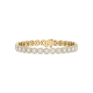 7 ⁵⁄₈ ctw Emerald and Round Lab Grown Diamond Halo Tennis Bracelet  - 7 Inches