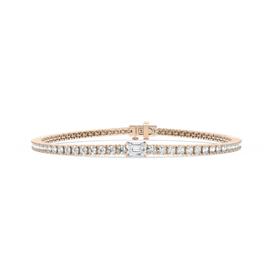 3 ¹⁄₃ ctw Emerald and Round Lab Grown Diamond Tennis Bracelet  - 7 Inches