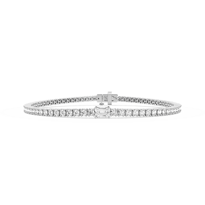 3 ¹⁄₃ ctw Round And Emerald Lab Grown Diamond Featurette Tennis Bracelet  - 7 Inches