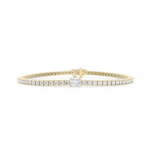 3 ¹⁄₃ ctw Round And Emerald Lab Grown Diamond Featurette Tennis Bracelet  - 7 Inches