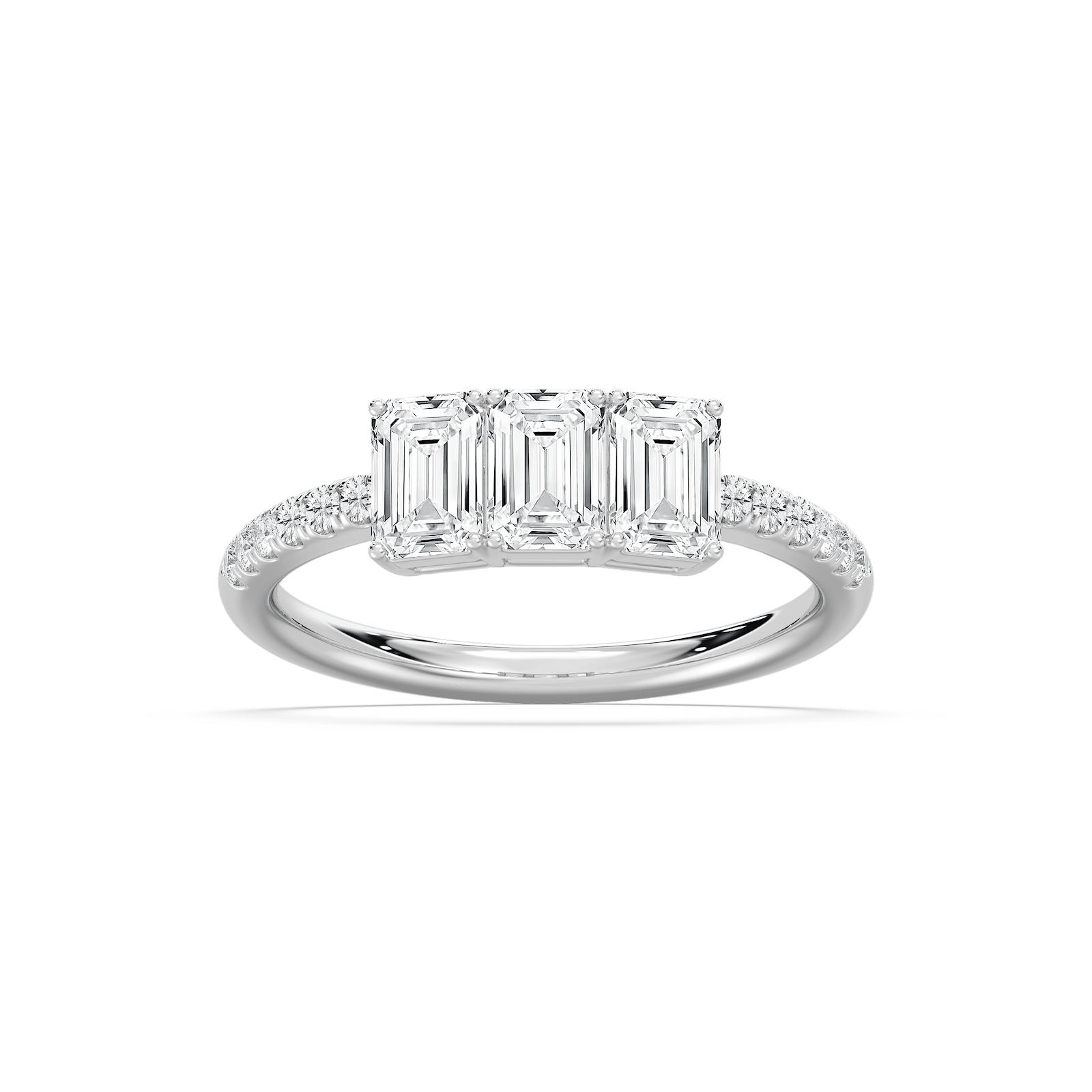 Emerald Trio Lab Grown Diamond Ring in Rose Gold