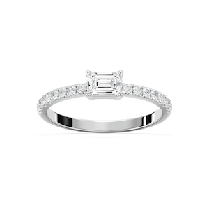 Emrys 3/5 ctw Emerald Lab Grown Diamond Petite East West Side Stone Engagement Ring