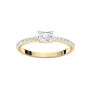 Emrys 3/5 ctw Emerald Lab Grown Diamond Petite East West Side Stone Engagement Ring