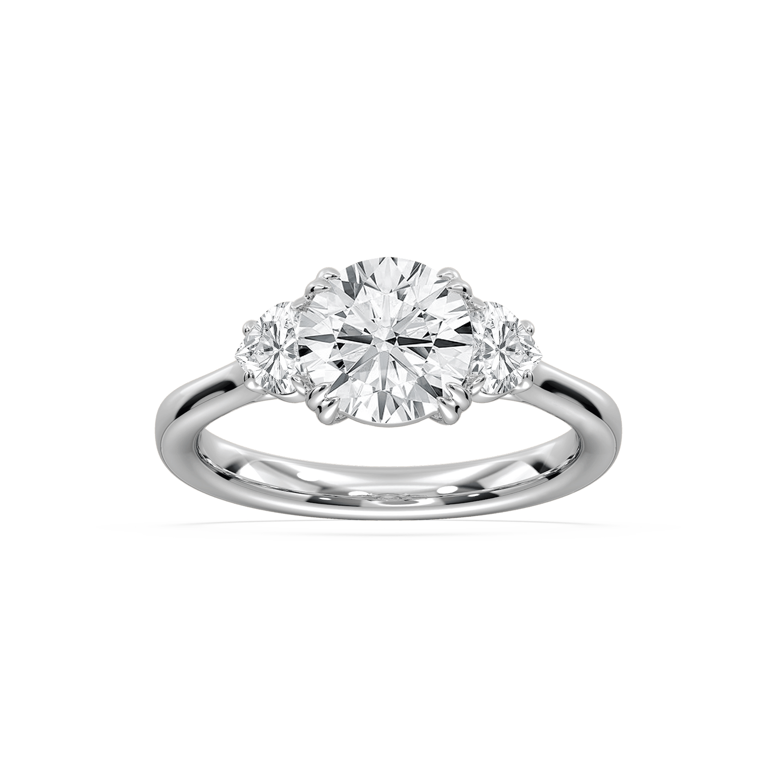 Enchanted Round Three Stone Ring in Rose Gold