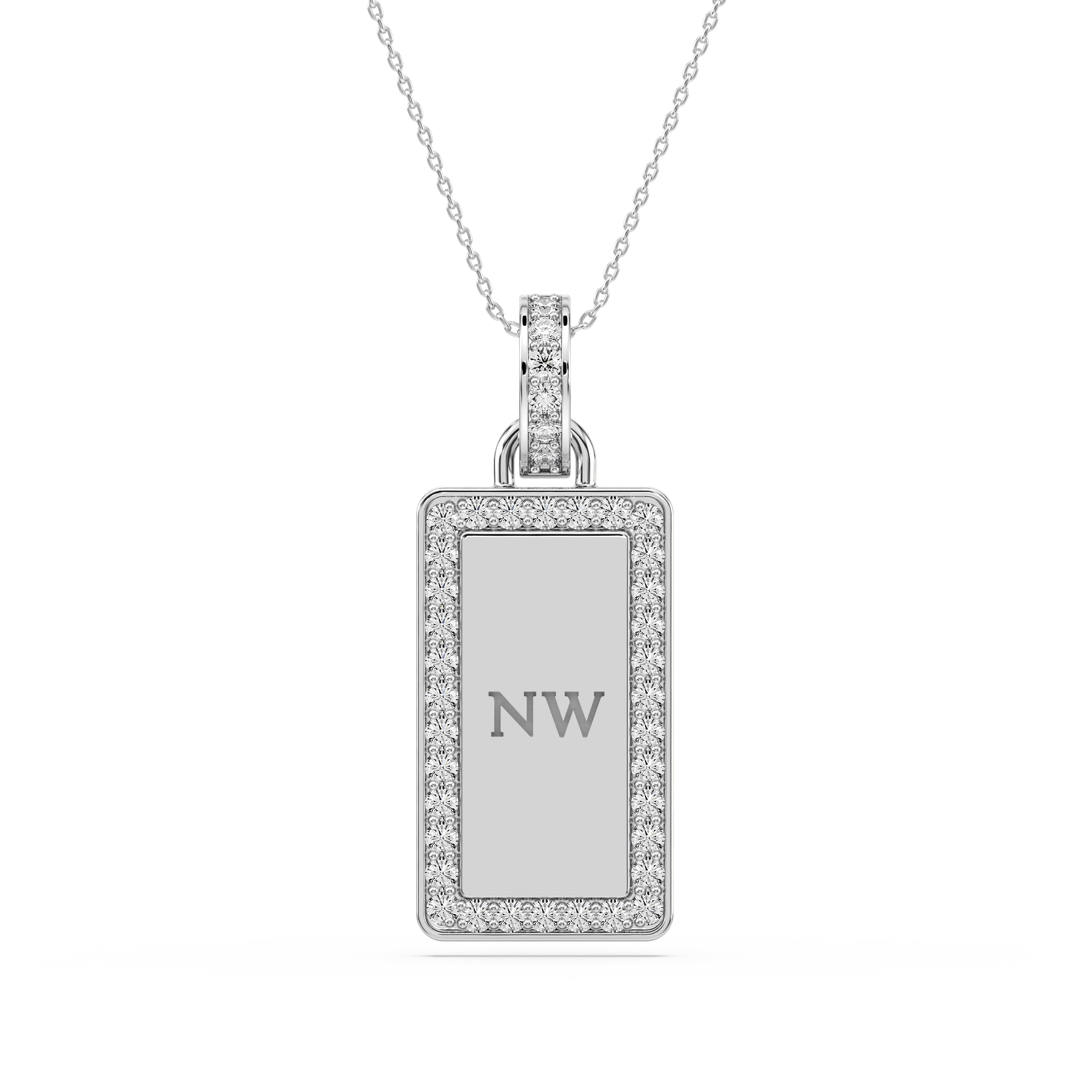 1/6 ctw Round Lab Grown Diamond Engraveable Dogtag Pendant - 16 Inches