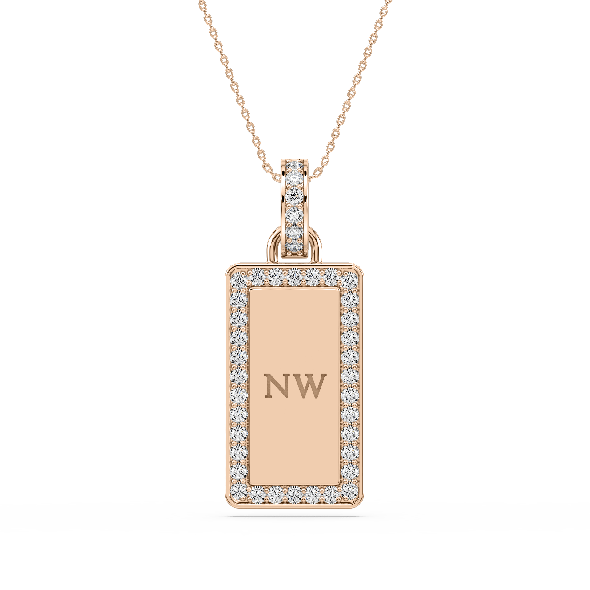 1/6 ctw Round Lab Grown Diamond Engraveable Dogtag Pendant - 16 Inches