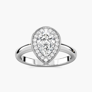 Estelle Pear Lab Grown Diamond Collar Halo Engagement Ring