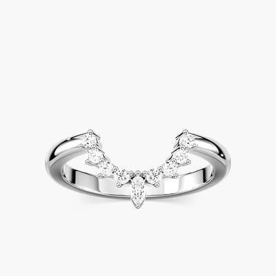 Estelle 1/6 ctw Marquise and Round Lab Grown Diamond Chevron Curved Band