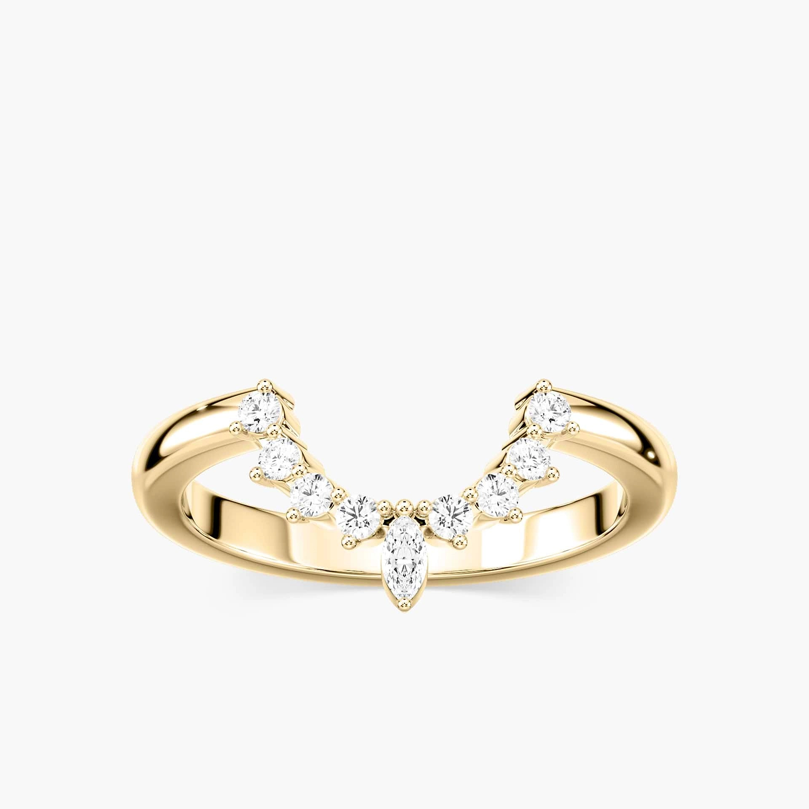 Estelle 1/6 ctw Marquise and Round Lab Grown Diamond Chevron Curved Band