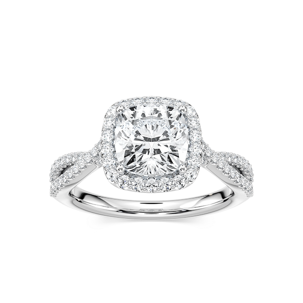 Emily Cushion Lab Grown Diamond Twisted Split Shank Halo Engagement Ring