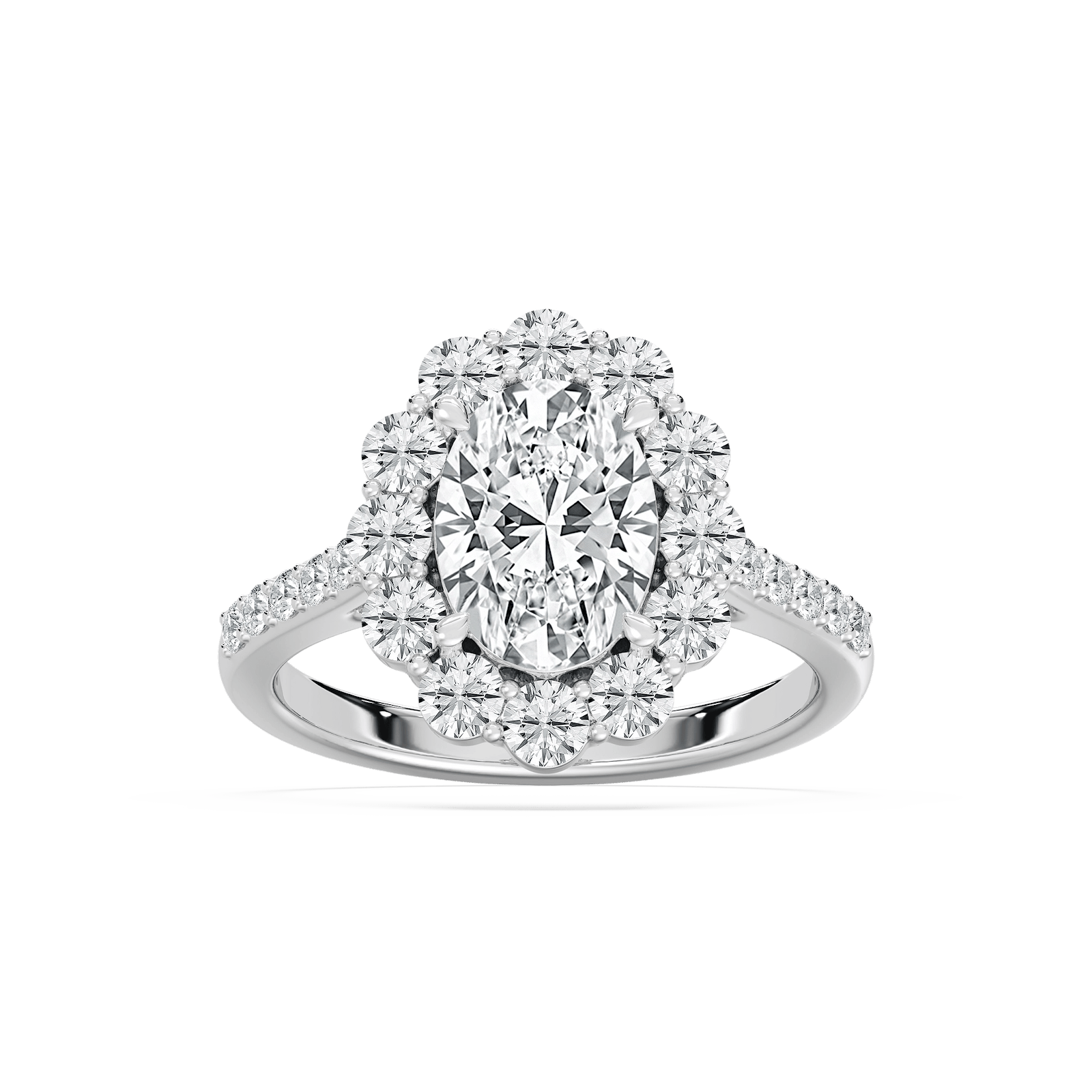 Eva Halo Engagement Ring in Rose Gold