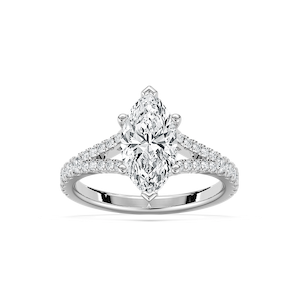 Everly 2 ²⁄₅ ctw Marquise Lab Grown Diamond Split Shank Side Stone Engagement Ring