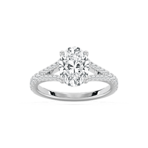 Everly 2 ²⁄₅ ctw Oval Lab Grown Diamond Split Shank Side Stone Engagement Ring