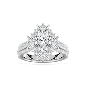 Evie 3 ctw Oval Lab Grown Diamond Three Row Halo Engagement Ring