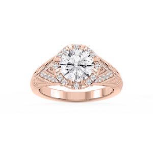 Faith Round Lab Grown Diamond Vintage Eight Prong Halo Engagement Ring