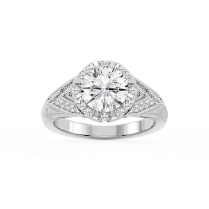 Faith Round Lab Grown Diamond Vintage Eight Prong Halo Engagement Ring