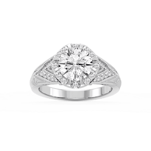 Faith Round Lab Grown Diamond Vintage Eight Prong Halo Engagement Ring