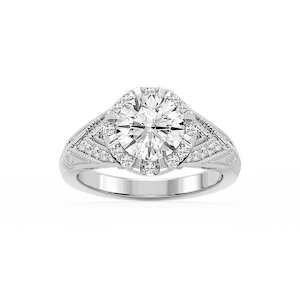Faith Round Lab Grown Diamond Vintage Eight Prong Halo Engagement Ring