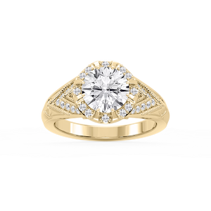 Faith Round Lab Grown Diamond Vintage Eight Prong Halo Engagement Ring
