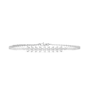 3/4 ctw Round Lab Grown Diamond Cluster Chain Bracelet  - 7 Inches