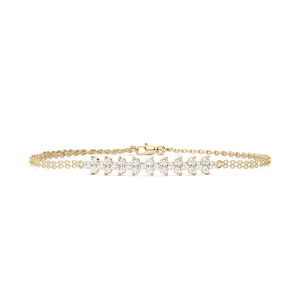 3/4 ctw Round Lab Grown Diamond Cluster Chain Bracelet  - 7 Inches