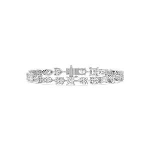 12 ctw Multi Shape Lab Grown Diamond Bar Link Line Bracelet  - 7 Inches