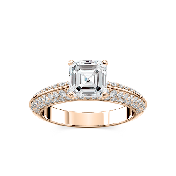 Lila Asscher Lab Grown Diamond Pavé Knife Edge Side Stone Engagement Ring