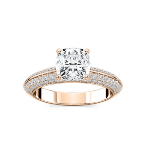 Lila Cushion Lab Grown Diamond Pavé Knife Edge Side Stone Engagement Ring