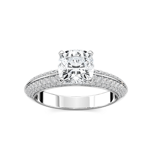Lila Cushion Lab Grown Diamond Pavé Knife Edge Side Stone Engagement Ring