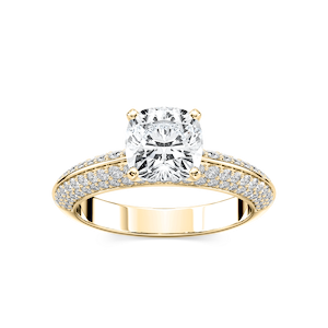 Lila Cushion Lab Grown Diamond Pavé Knife Edge Side Stone Engagement Ring