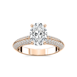 Lila Oval Lab Grown Diamond Pavé Knife Edge Side Stone Engagement Ring