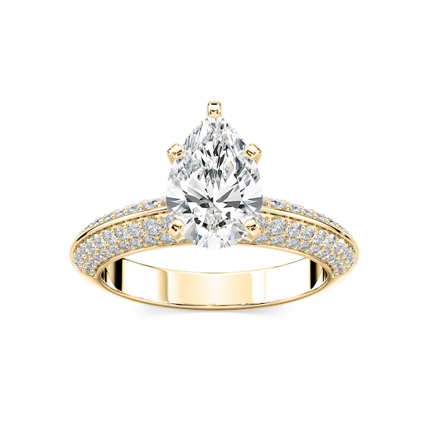 Lila Pear Lab Grown Diamond Pavé Knife Edge Side Stone Engagement Ring
