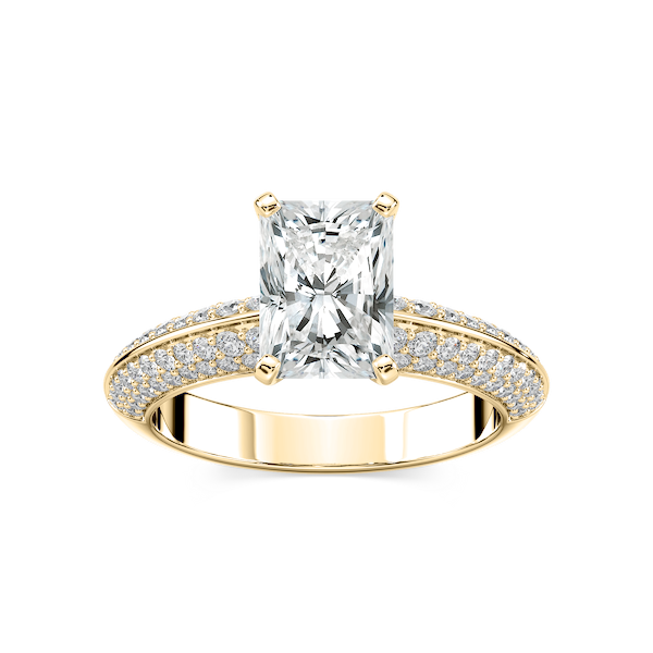 Lila Radiant Lab Grown Diamond Pavé Knife Edge Side Stone Engagement Ring