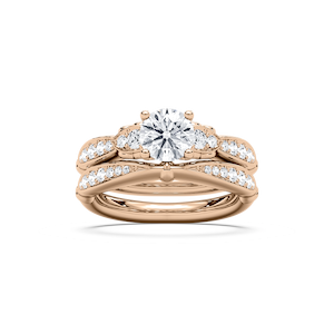 Quincy 1 ⅖ ctw Round Lab Grown Diamond Tapered Beaded Prong Wedding Set