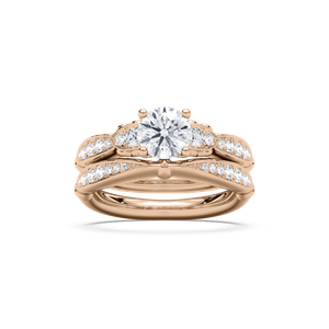 Quincy 1 ⅖ ctw Round Lab Grown Diamond Tapered Beaded Prong Wedding Set