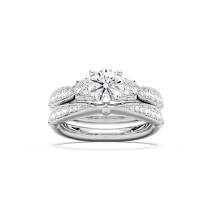 Quincy 1 ⅖ ctw Round Lab Grown Diamond Tapered Beaded Prong Wedding Set