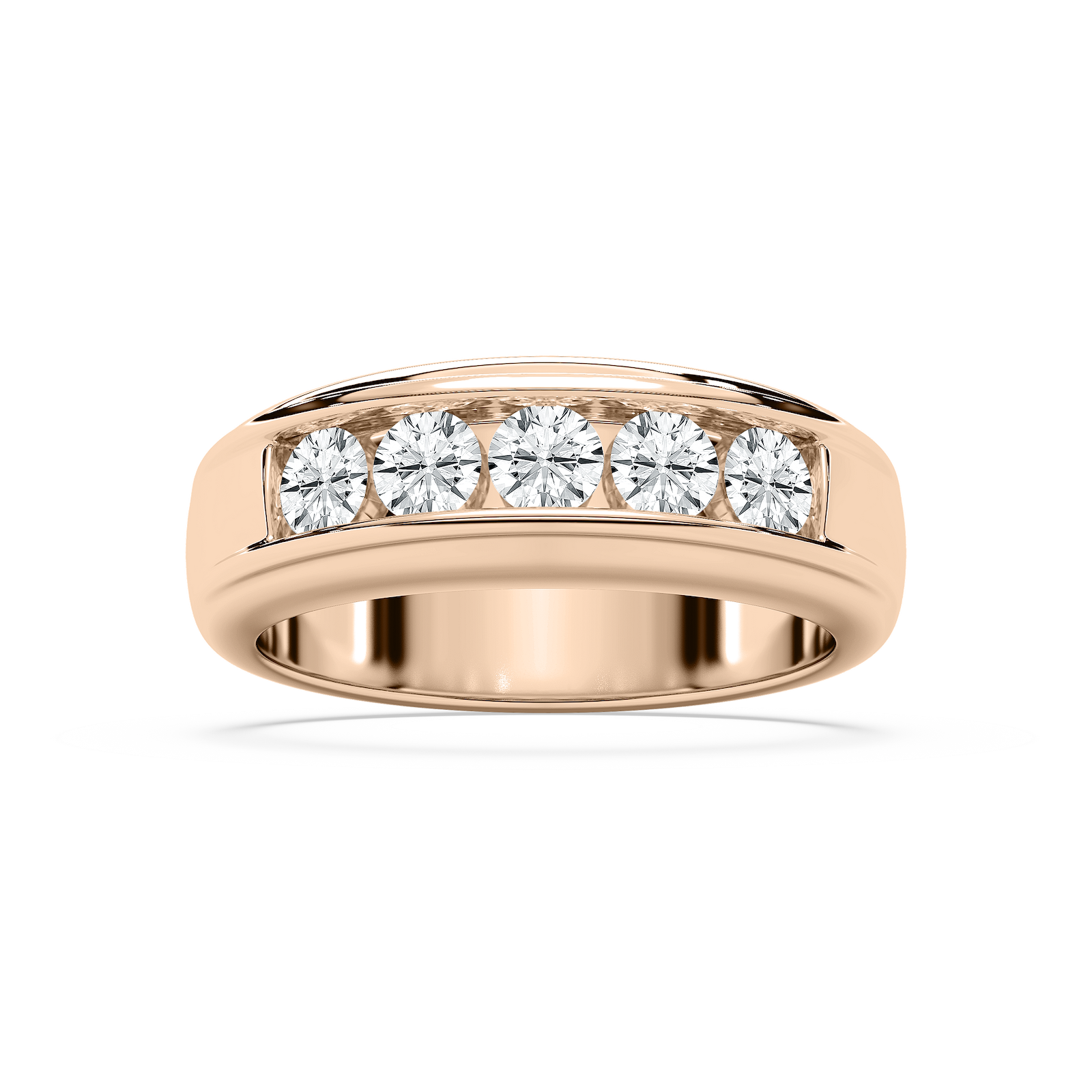 Andrew 1 ⅕ ctw Round Lab Grown Diamond 5.20mm Channel Mens Wedding Band
