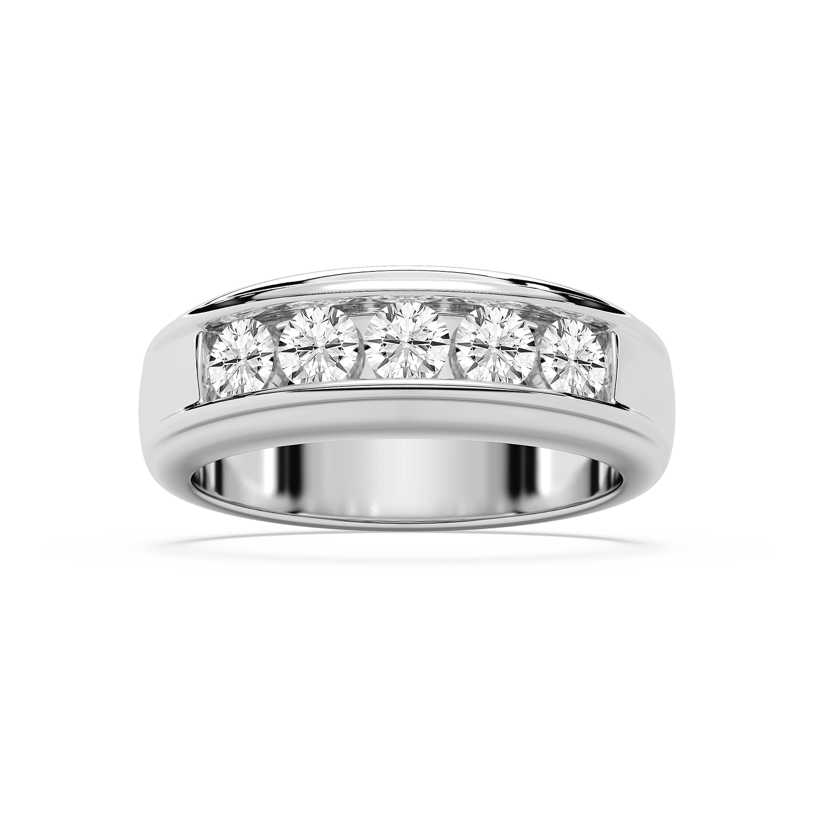 Andrew 1 ⅕ ctw Round Lab Grown Diamond 5.20mm Channel Mens Wedding Band