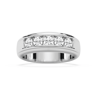 Andrew 1 ⅕ ctw Round Lab Grown Diamond 5.20mm Channel Mens Wedding Band