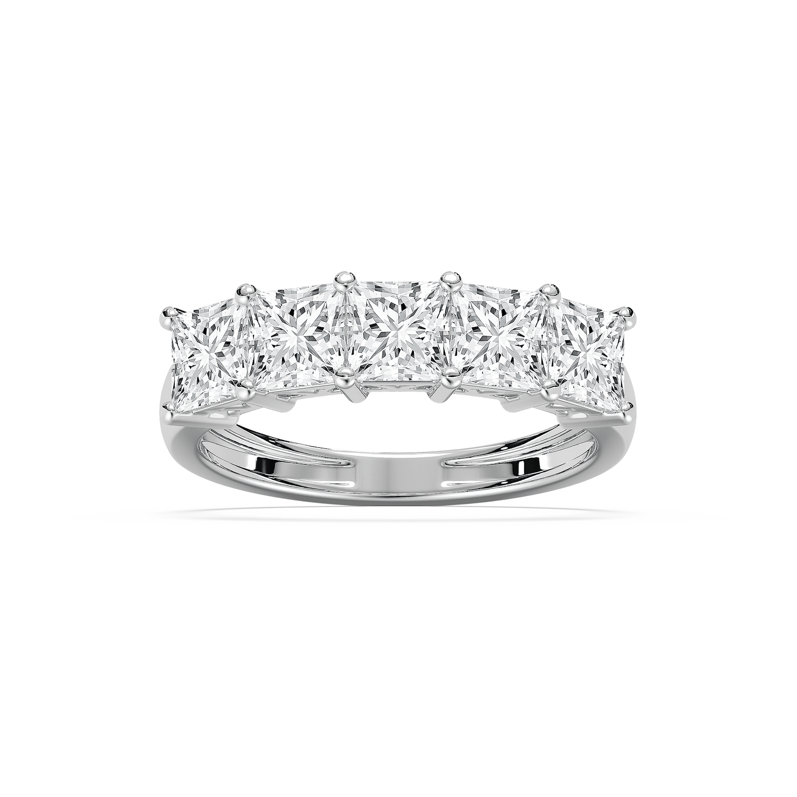 Five Stone Princess Band in Rose Gold