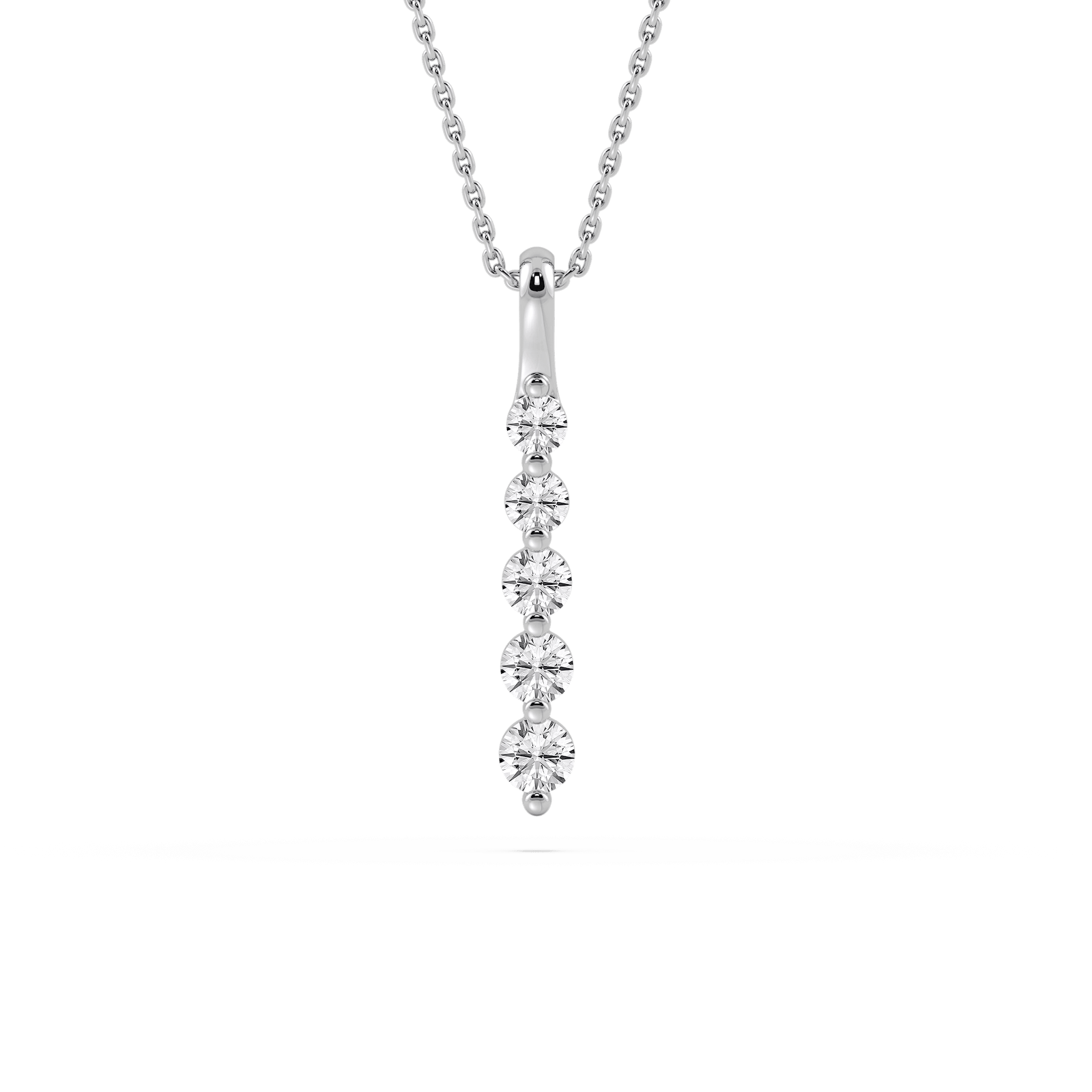 Round Lab Grown Diamond Five Stone Vertical Necklace