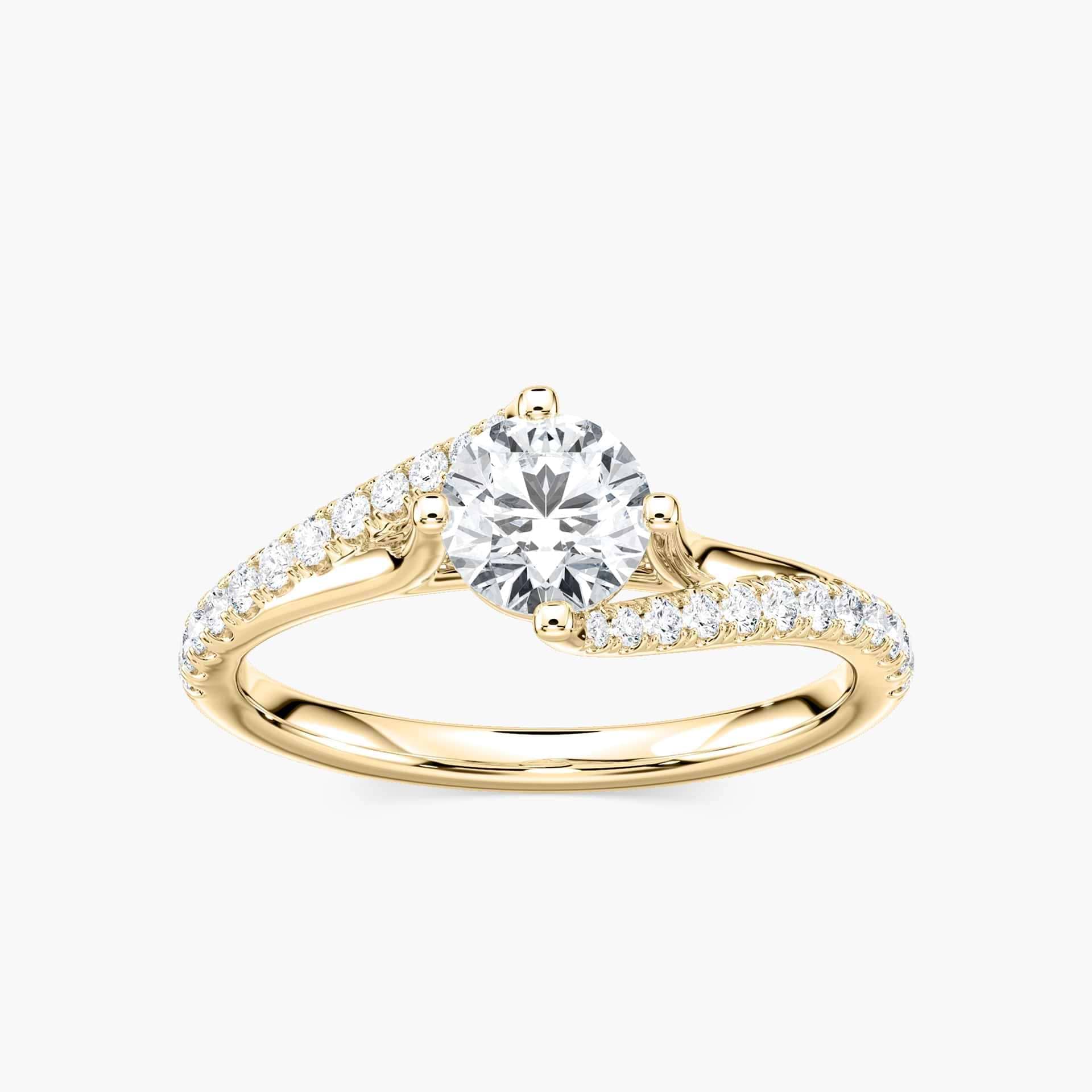 Gianna Round Lab Grown Diamond Split Shank Flame Side Stone Engagement Ring
