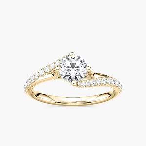 Gianna Round Lab Grown Diamond Split Shank Flame Side Stone Engagement Ring