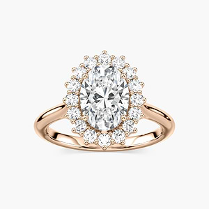 Diana Oval Lab Grown Diamond Princess-Inspired Vintage Halo Engagement Ring