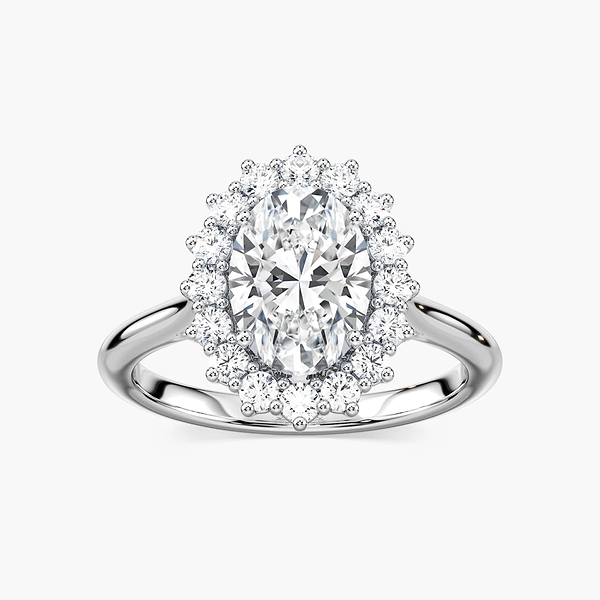 Diana Oval Lab Grown Diamond Princess-Inspired Vintage Halo Engagement Ring