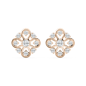 1 ¼ ctw Round Lab Grown Diamond Floral Filigree Stud Earrings